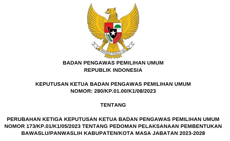 PENTING! Bawaslu RI Terbitkan Keputusan Penetapan Anggota Bawaslu Kabupaten/Kota Terpilih