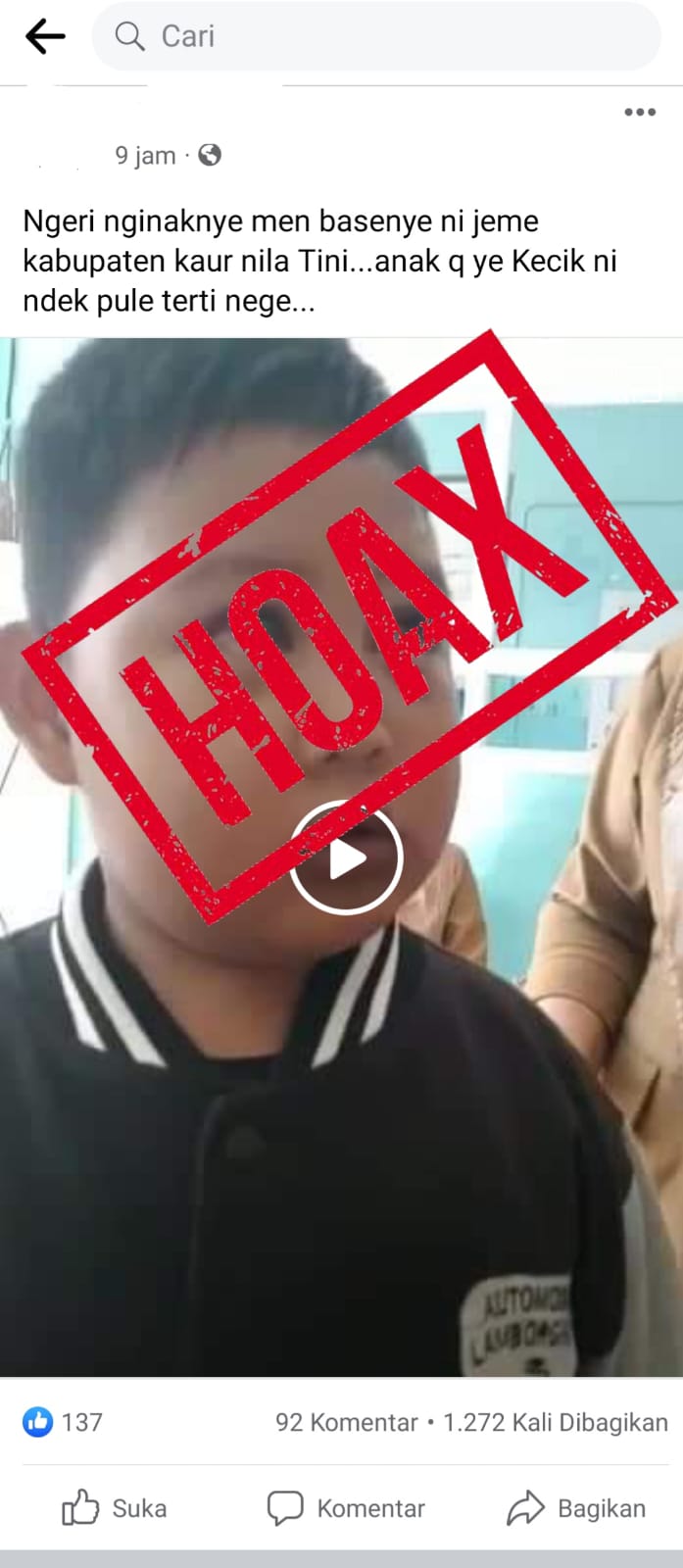 Video Anak Sakit Mata Karena HP Viral, Sang Bibi : Hoaks!!!