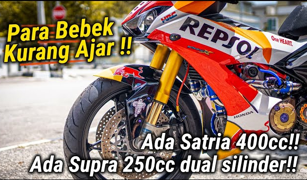 Modifikasi Luar Biasa! Satria FU 400 CC dan Supra 250 CC 2 Silinder Mampu Melaju 200 KM/Jam