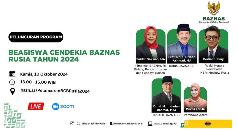 Baznas RI Sediakan Beasiswa Cendekia Rusia 2024, Begini Syarat dan Cara Daftar 