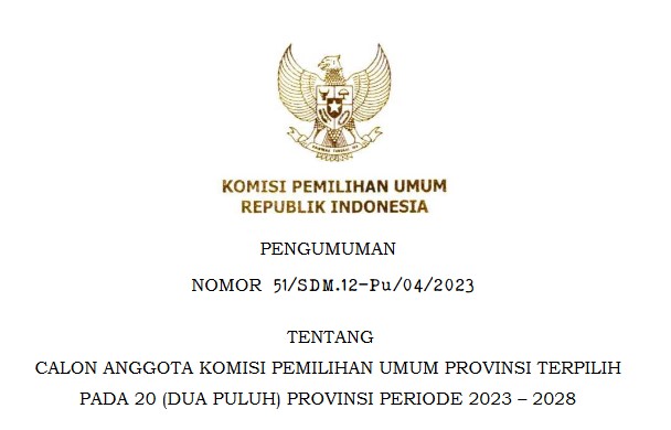 SELAMAT! Ini 5 Anggota KPU Provinsi Bengkulu Periode 2023-2028 Terpilih