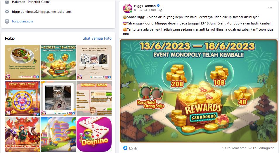 Hilang Misterius Dari Play Store, Higgs Domino Island Gencar Promosi Di Facebook, Masih Yakin Game Ditutup?