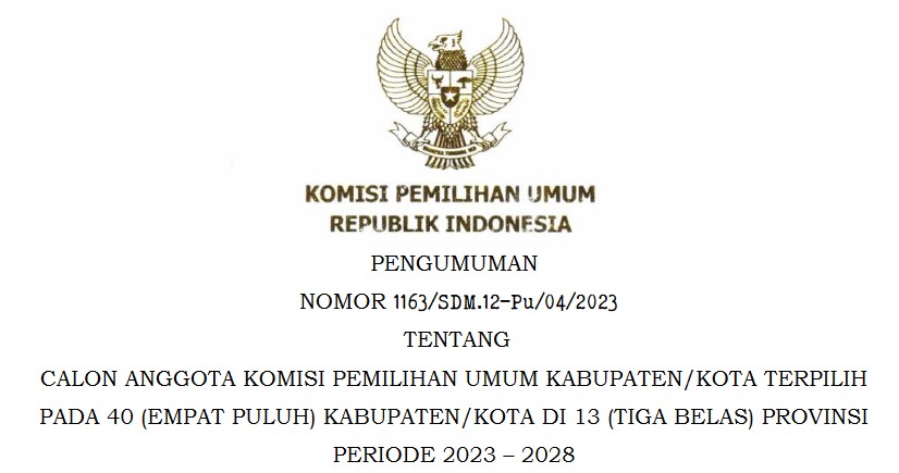 Selamat! Anggota KPU Bengkulu Selatan Periode 2023-2028 Terpilih Ditetapkan KPU RI