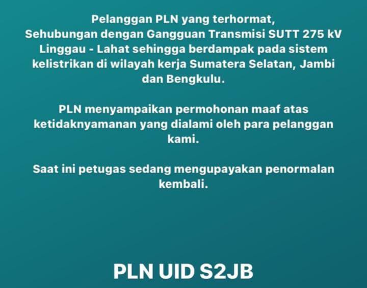 BREAKING NEWS: Aliran Listrik di Bengkulu Selatan Mati Total, Ini Kata PLN