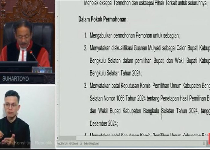 BREAKING NEWS: MK Diskualifikasi Gusnan Mulyadi, KPU Bengkulu Selatan Diperintahkan Pilkada Ulang 