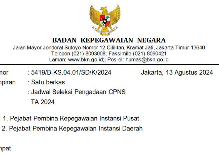 BKN: Pendaftaran Seleksi CPNS 2024 Dibuka 20 Agustus, SKD 16 Oktober, Usul Penetapan NIP 22 Februari 2025