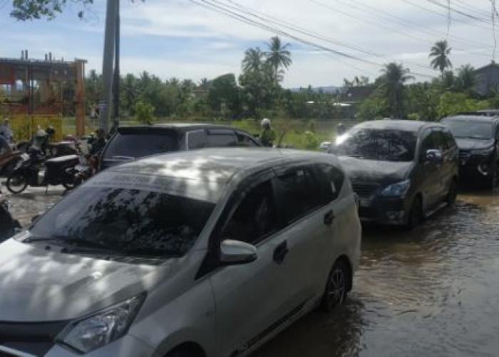 Jalan Lintas Barat Sumatera Terendam, Arus Lalu Lintas Macet 
