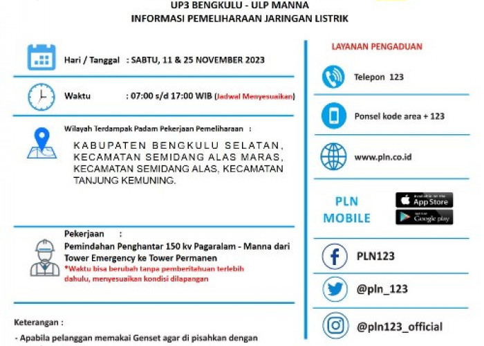 Wahai Warga Bengkulu, Ada Informasi Penting Dari PLN, Pelanggan Wajib Tahu Jika Tak Ingin Gelabakan