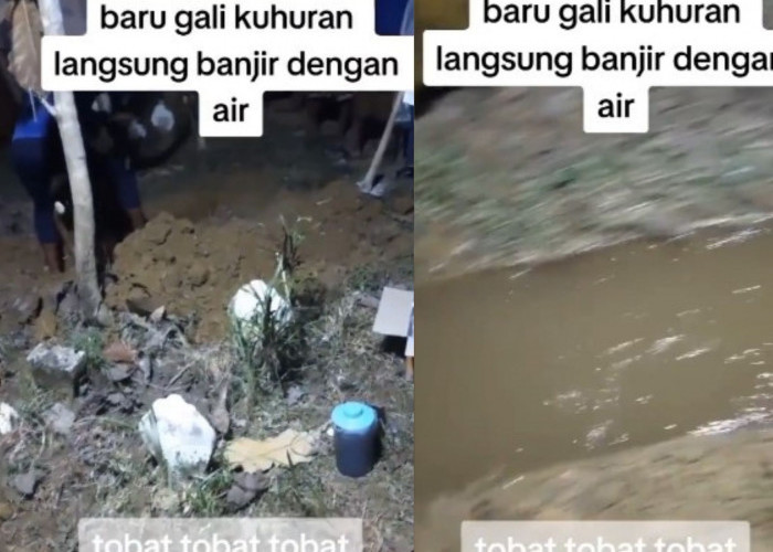 Viral Video Kuburan Dipenuhi Air Ketika Digali, Azab? Cek Faktanya 
