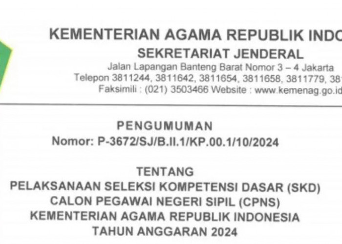 Daftar Peserta Lulus SKD CPNS Kemenag 2024! Cek di Sini!